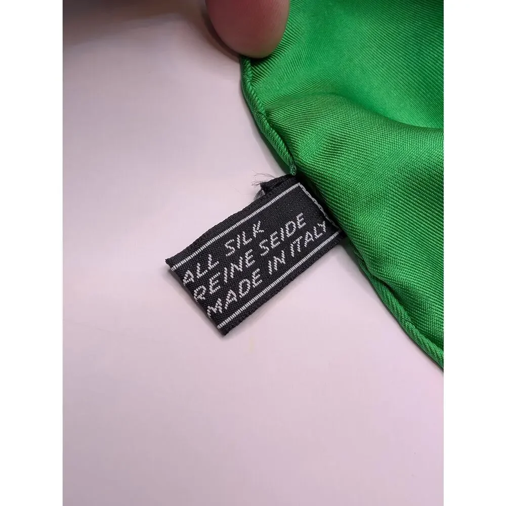 Auth Celine Paris 100% Silk Equestrian Horse Bit Scarf Green, Blue Yellow 34x34